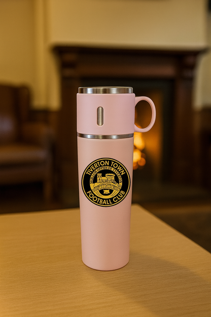 Tiverton Town FC - Thermos Flask With Cup Lid - Pink