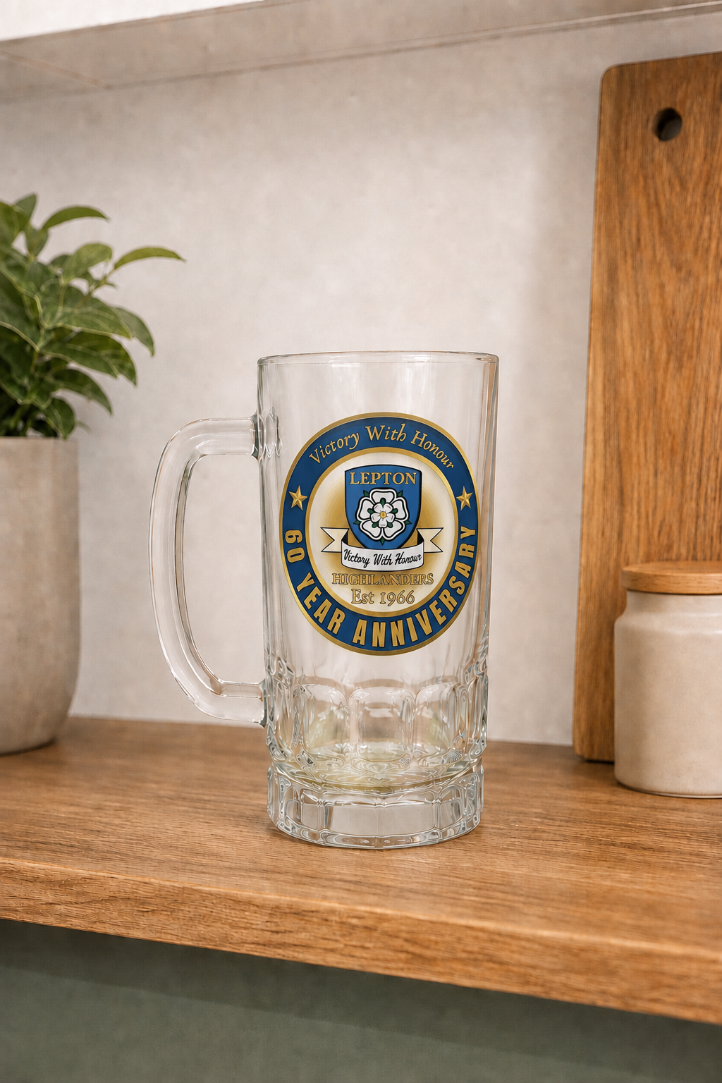 Lepton Highlanders FC, JFC, CC & SC - Pint Glass Beer Stein