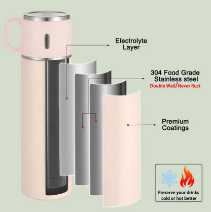 Thermos Flask With Cup Lid - Pink - Horndean FC