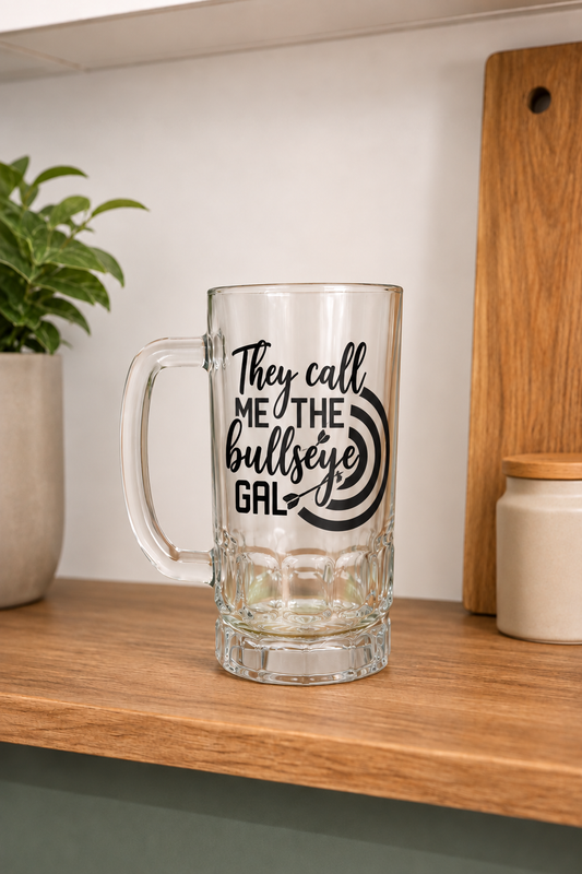 They Call Me the Bullseye Gal - Darts Pint Glass Beer Stein