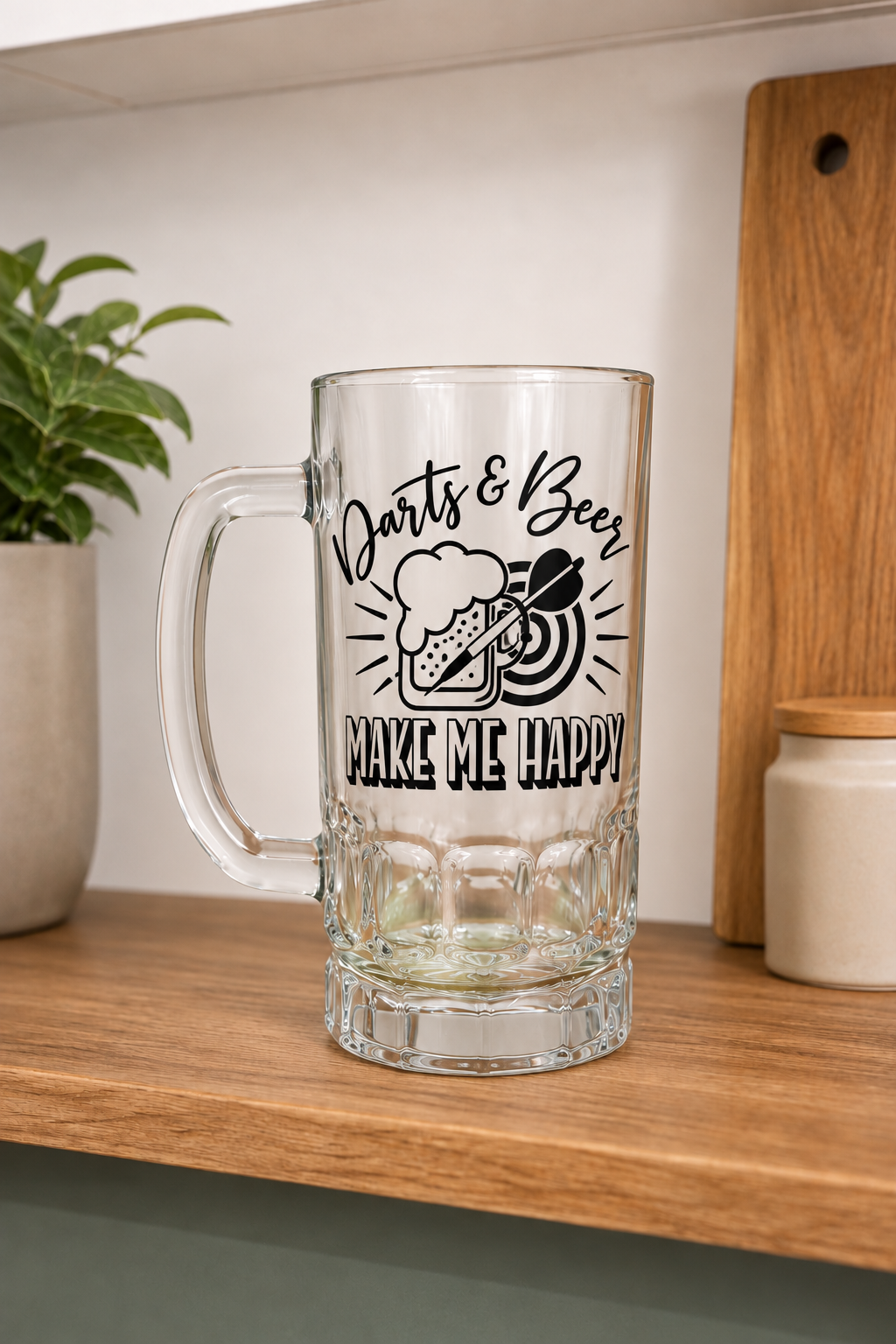 Darts & Beer Make Me Happy - Pint Glass Beer Stein