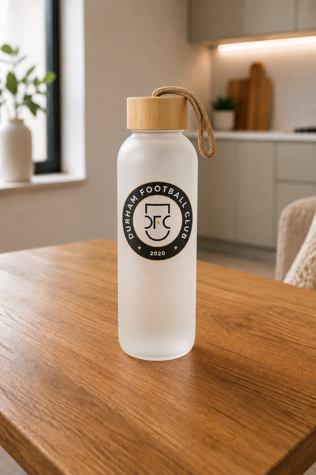 Durham FC - Bamboo Lid Frosted Glass Jar