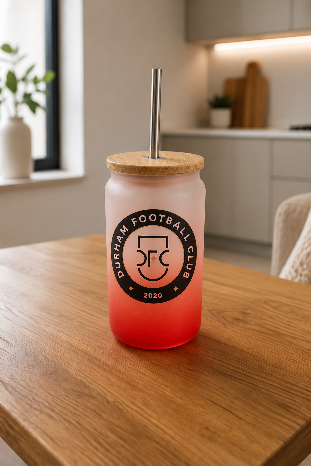Durham FC - Bamboo Lid Glass Jar - Red