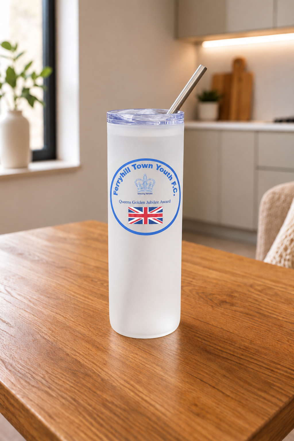 Ferryhill Town Youth FC - Clear Frosted Glass Jar