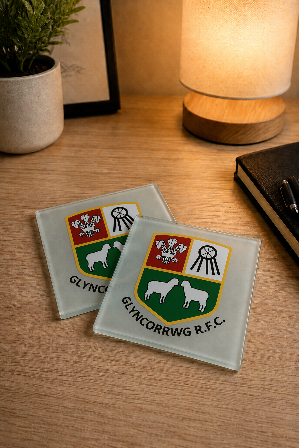 Glyncorrwg RFC - Glass Coasters (4)