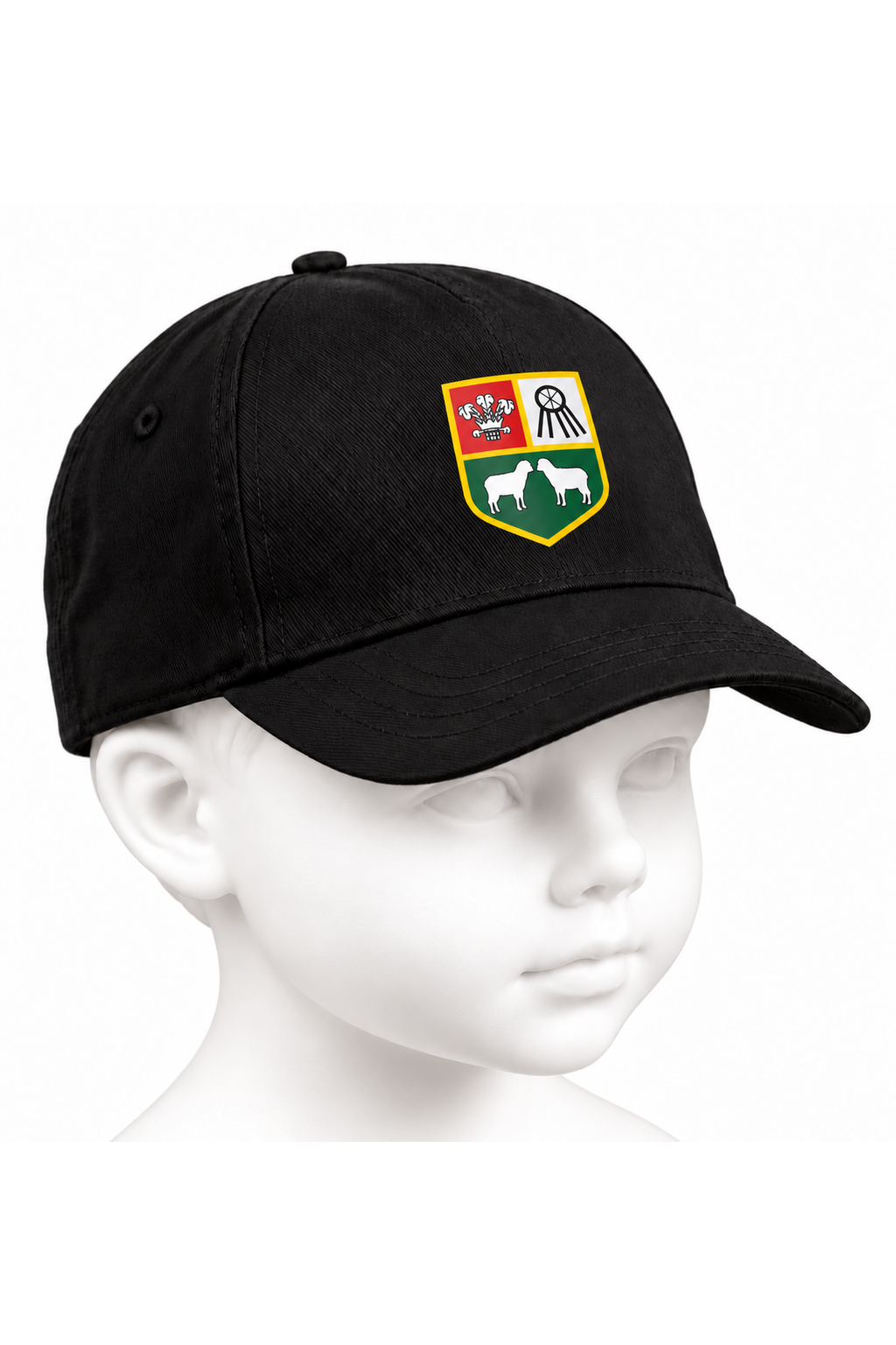 Glyncorrwg RFC junior baseball cap in black on a white background
