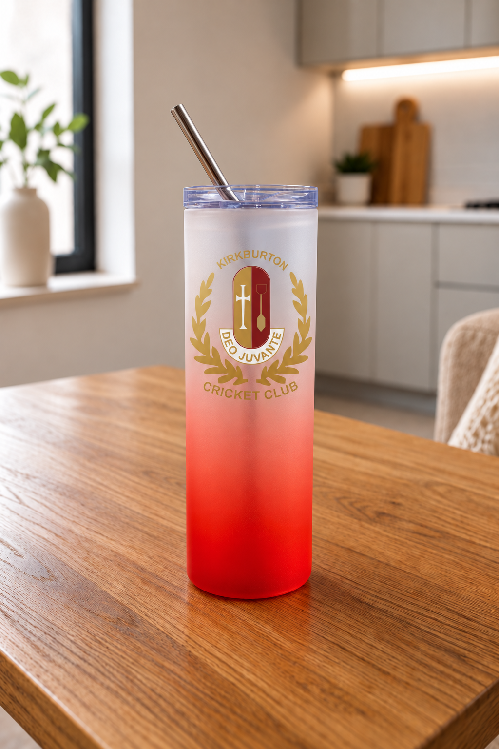 Kirkburton Cricket Club - Red Frosted Glass Jar