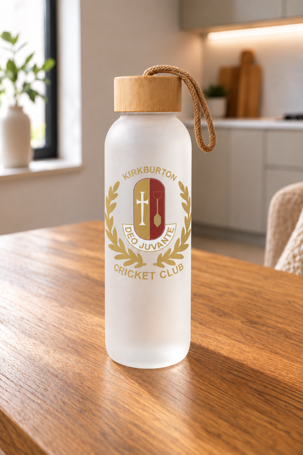 Kirkburton Cricket Club - Bamboo Lid Frosted Glass Jar