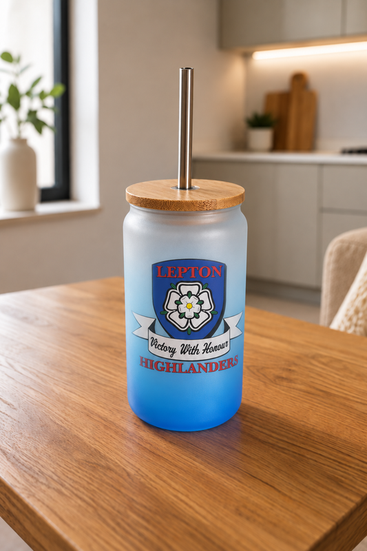 Lepton Highlanders FC, JFC, CC & SC - Bamboo Lid Glass Jar - Sky Blue