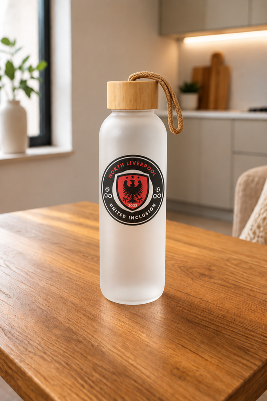 North Liverpool United Inclusion bamboo lid frosted glass jar