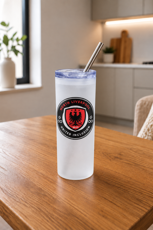 North Liverpool United Inclusion clear frosted glass jar