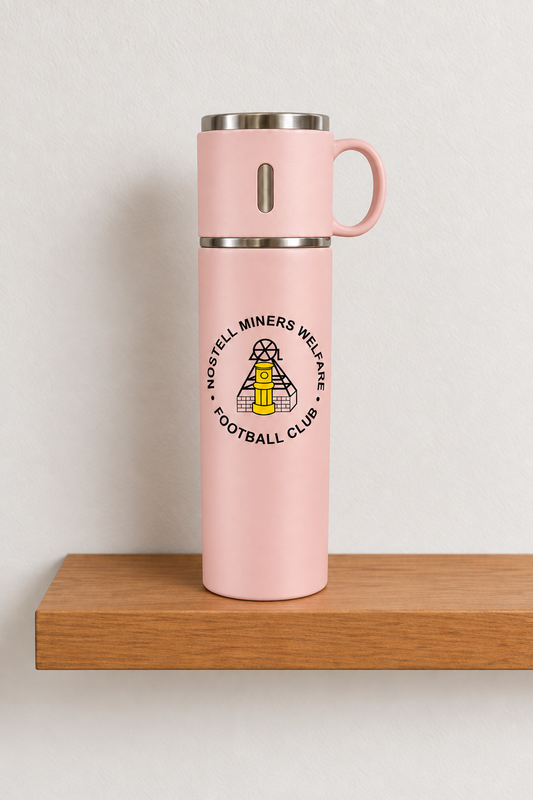 Nostell Miners Welfare FC - Travel Flask with Cup Lid - Pink