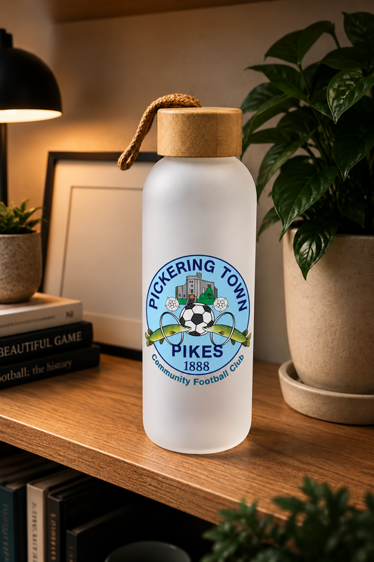 Pickering Town FC Bamboo Lid Frosted Glass Jar mockup