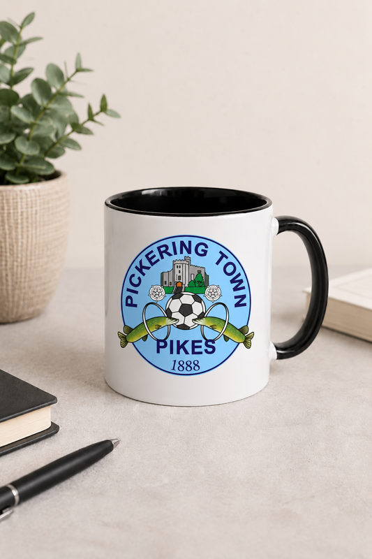 Pickering Town FC Black Coloured Mug mockup