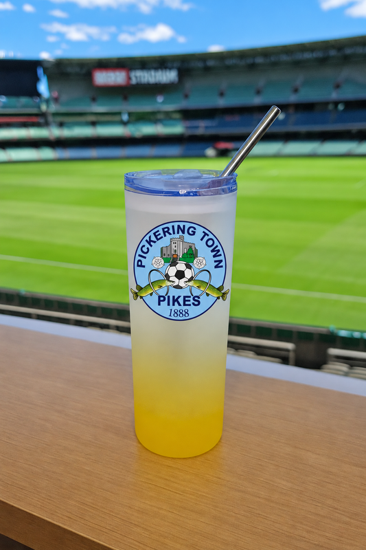 Pickering Town FC Yellow Frosted Glass Jar mockup