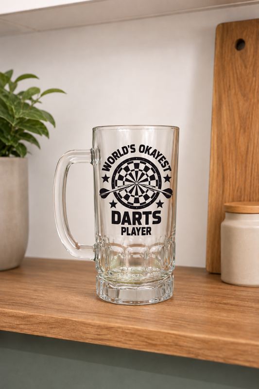 World's Okayest Darts Player - Pint Glass Beer Stein